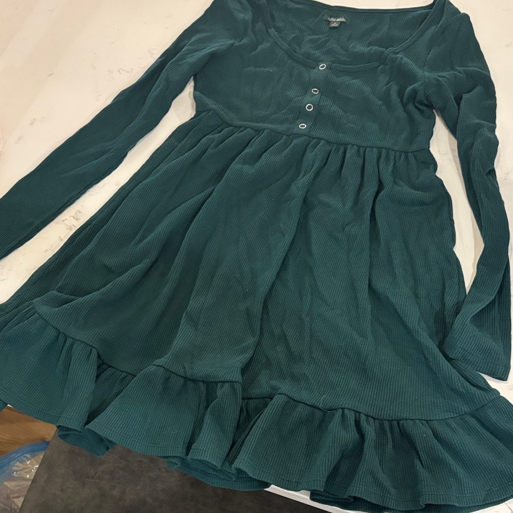 Teal Long Sleeve Kids Dress